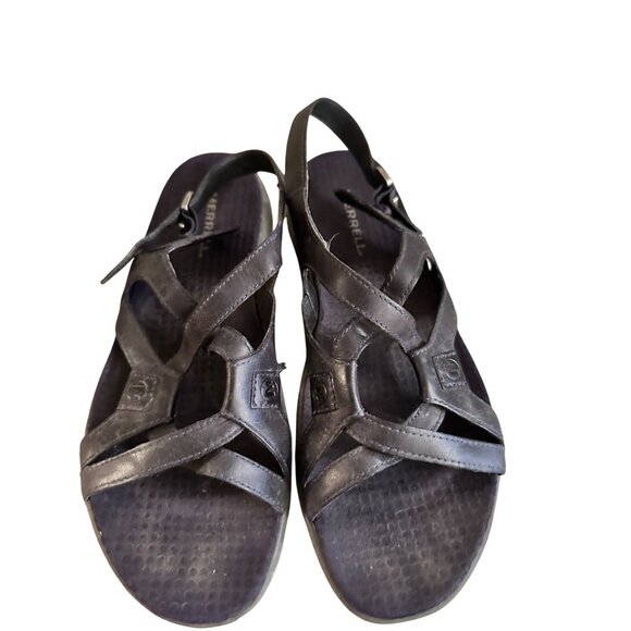 Merrell Womens Agave Navy Performance Sandals Size 7 Leather Strappy Adjustable - Picture 3 of 13